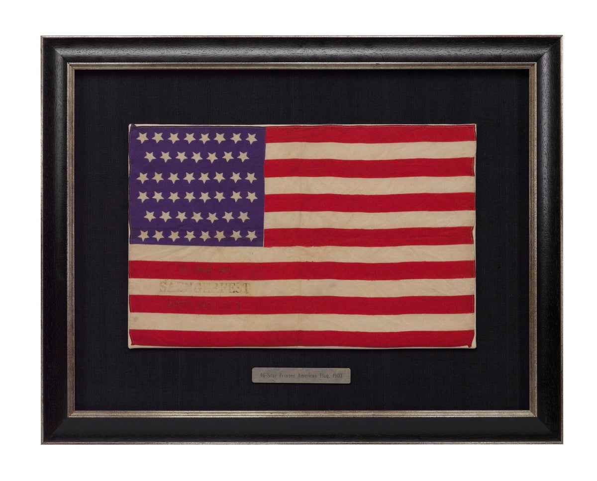 46-Star Printed American Flag, Stamped "Baltimore 1903 Saengerfest Inaugural Concert June 14" - The Great Republic