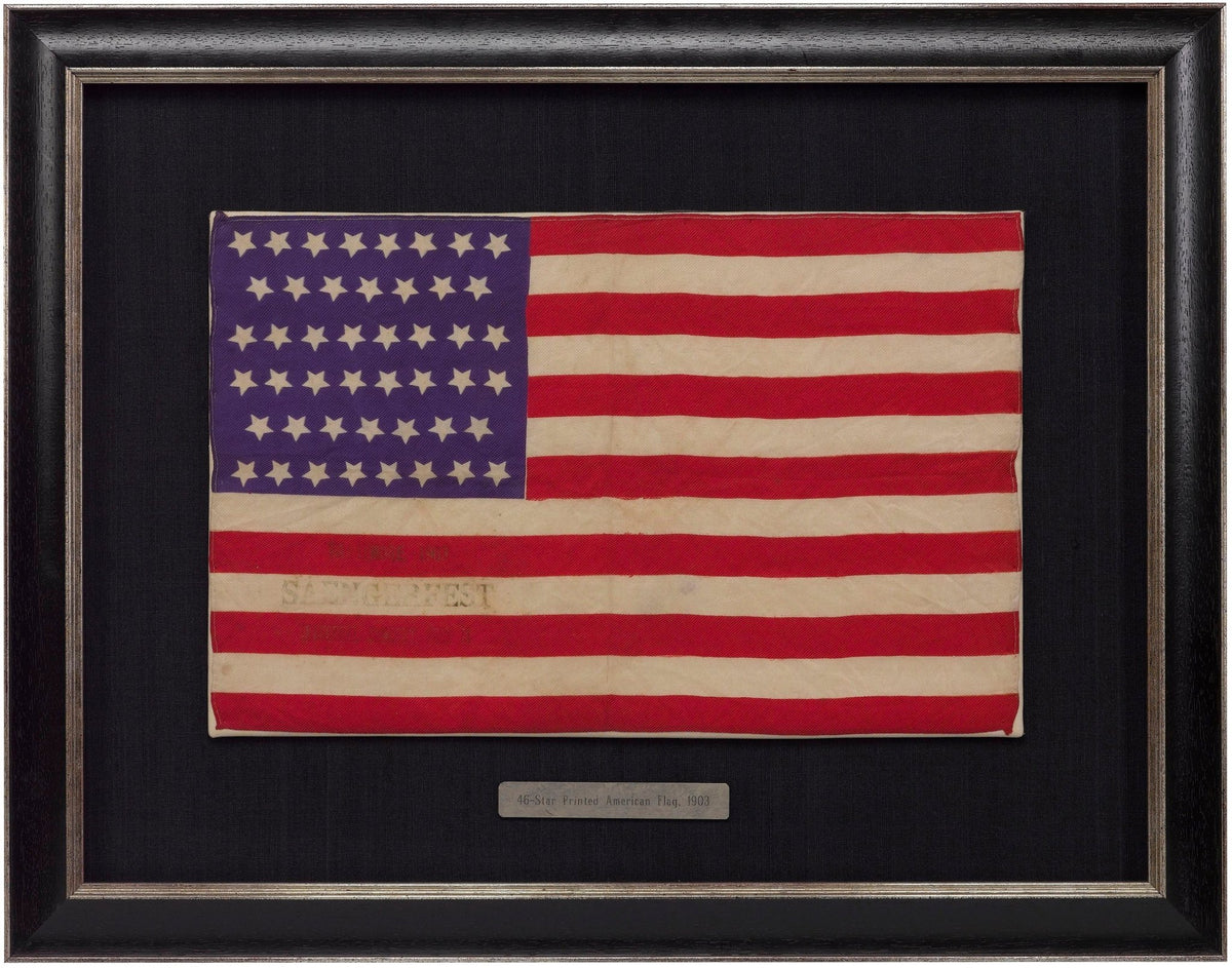 46-Star Printed American Flag, Stamped "Baltimore 1903 Saengerfest Inaugural Concert June 14" - The Great Republic