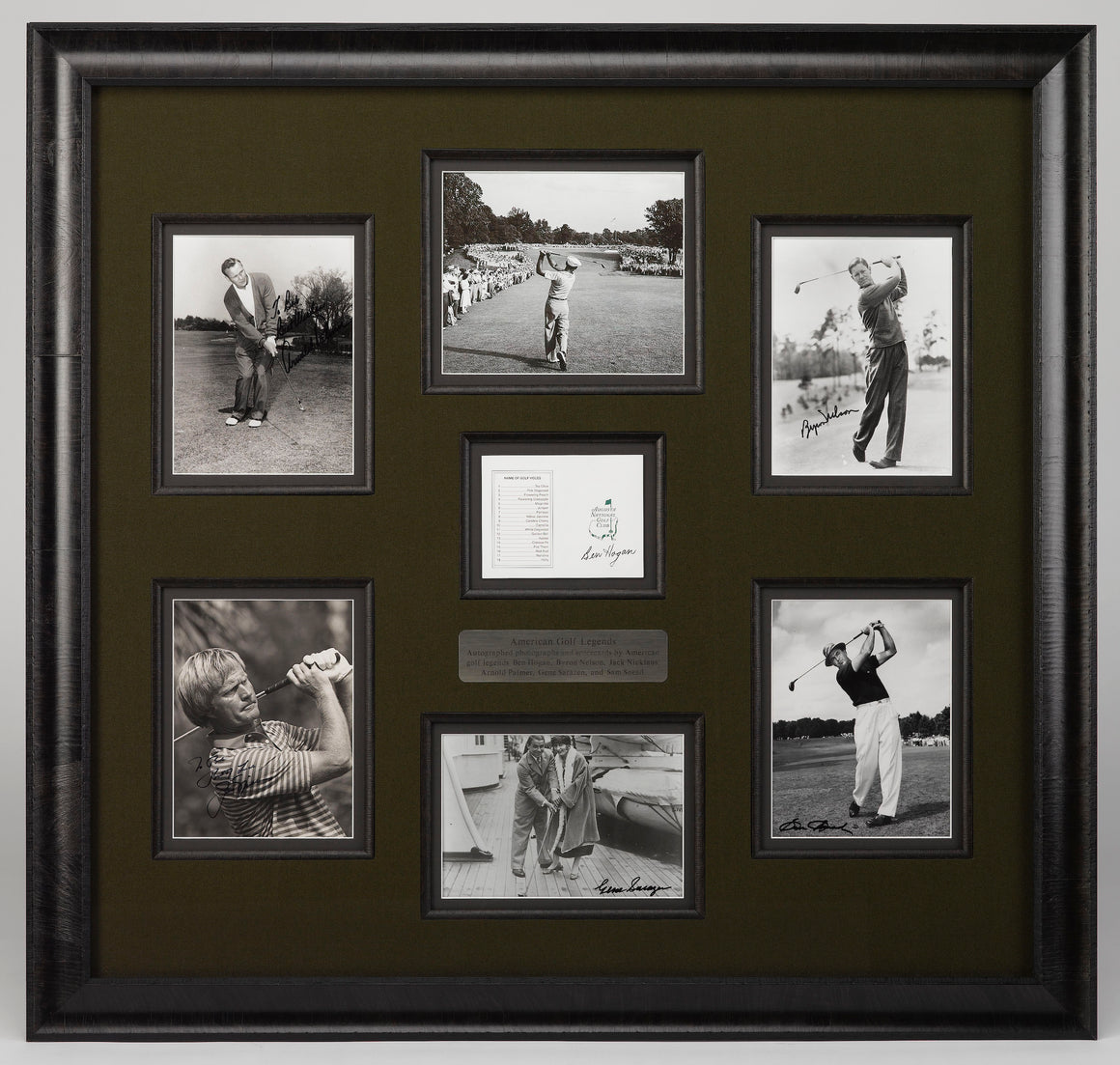 American Golf Legends Collage, with Signatures of Palmer, Nicklaus, Hogan, Sarazen, Nelson, and Sneed