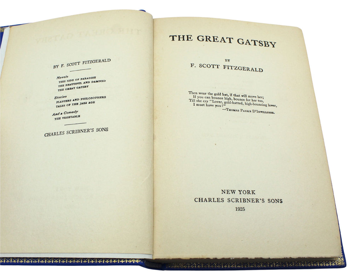 The Great Gatsby by F. Scott Fitzgerald, First Edition, First Issue, 1925