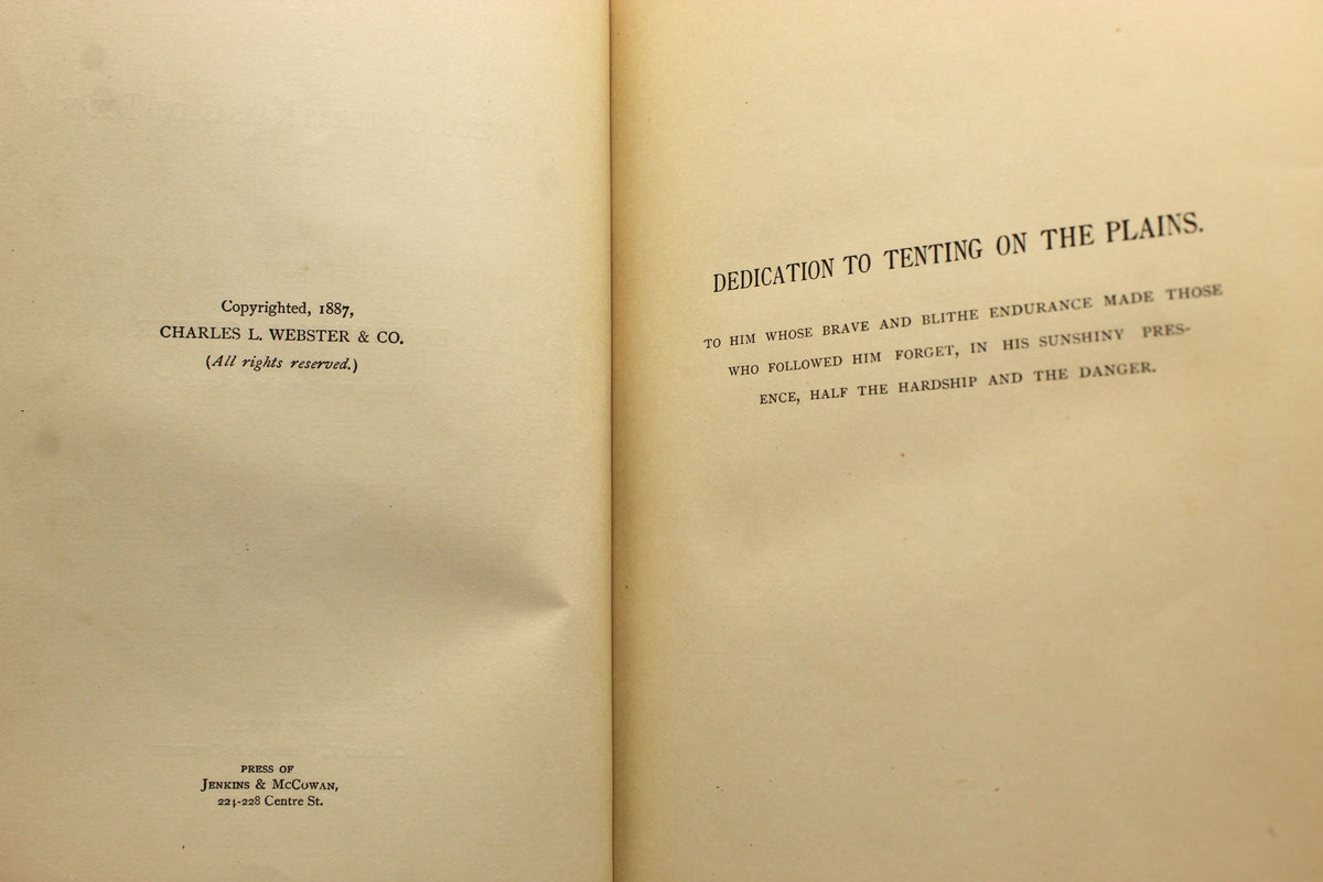 Tenting on the Plains, or General Custer in Kansas and Texas, by Elizabeth B. Custer, First Edition, 1887