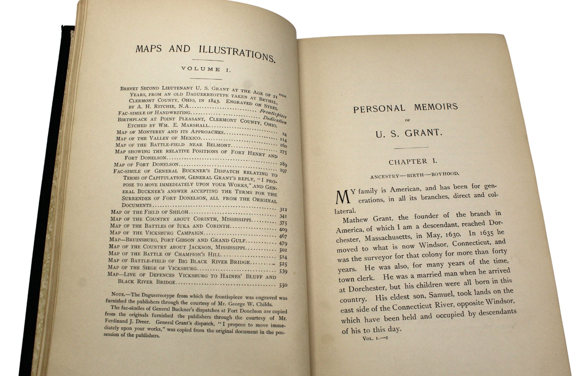 Personal Memoirs of U.S. Grant, Shoulder Strap Edition, First Edition, Two-Volume Set, 1885-1886