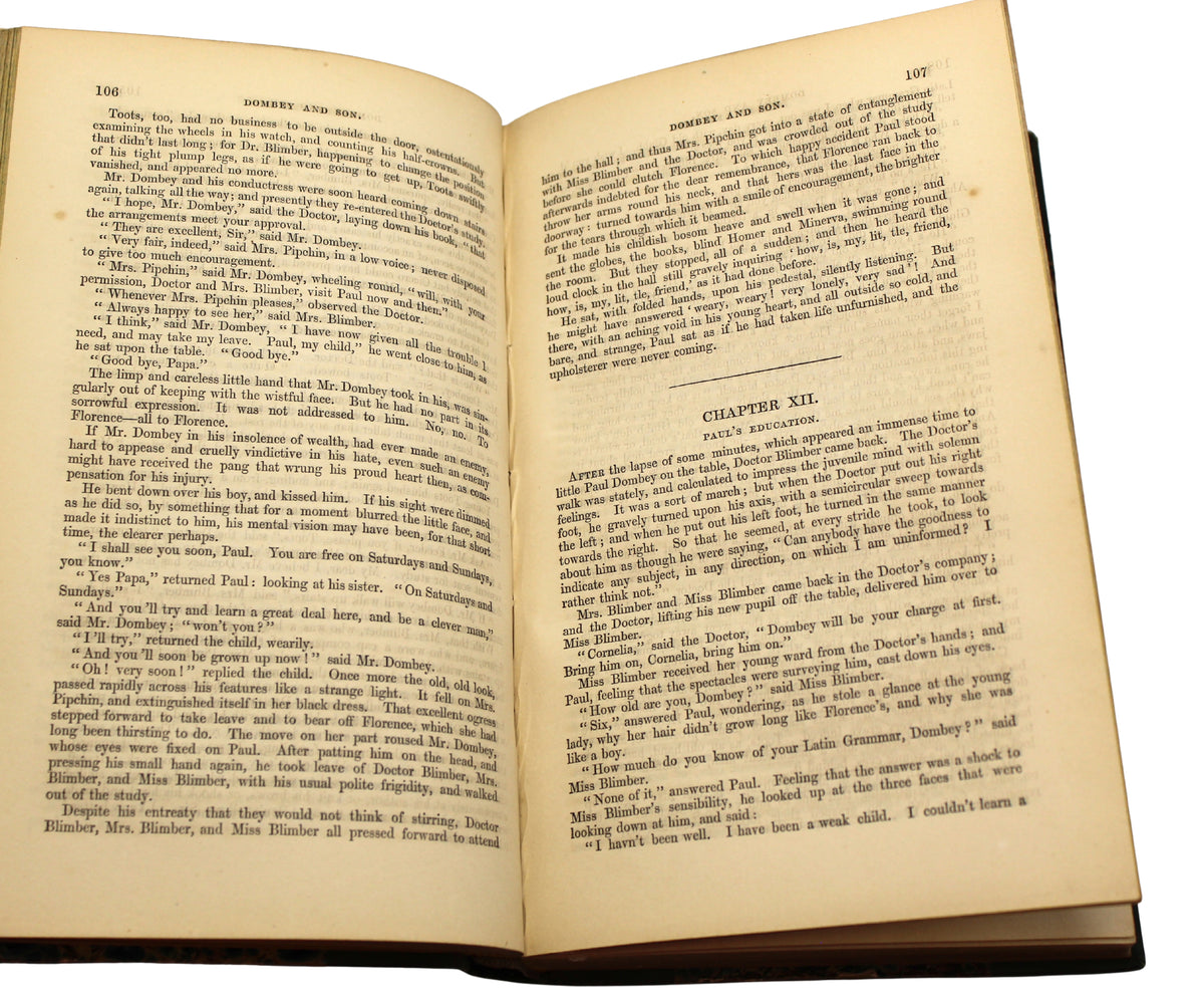 Dealings with the Firm of Dombey and Son by Charles Dickens, Illustrated by H. K. Browne, Early Printing in Two Volumes, 1848