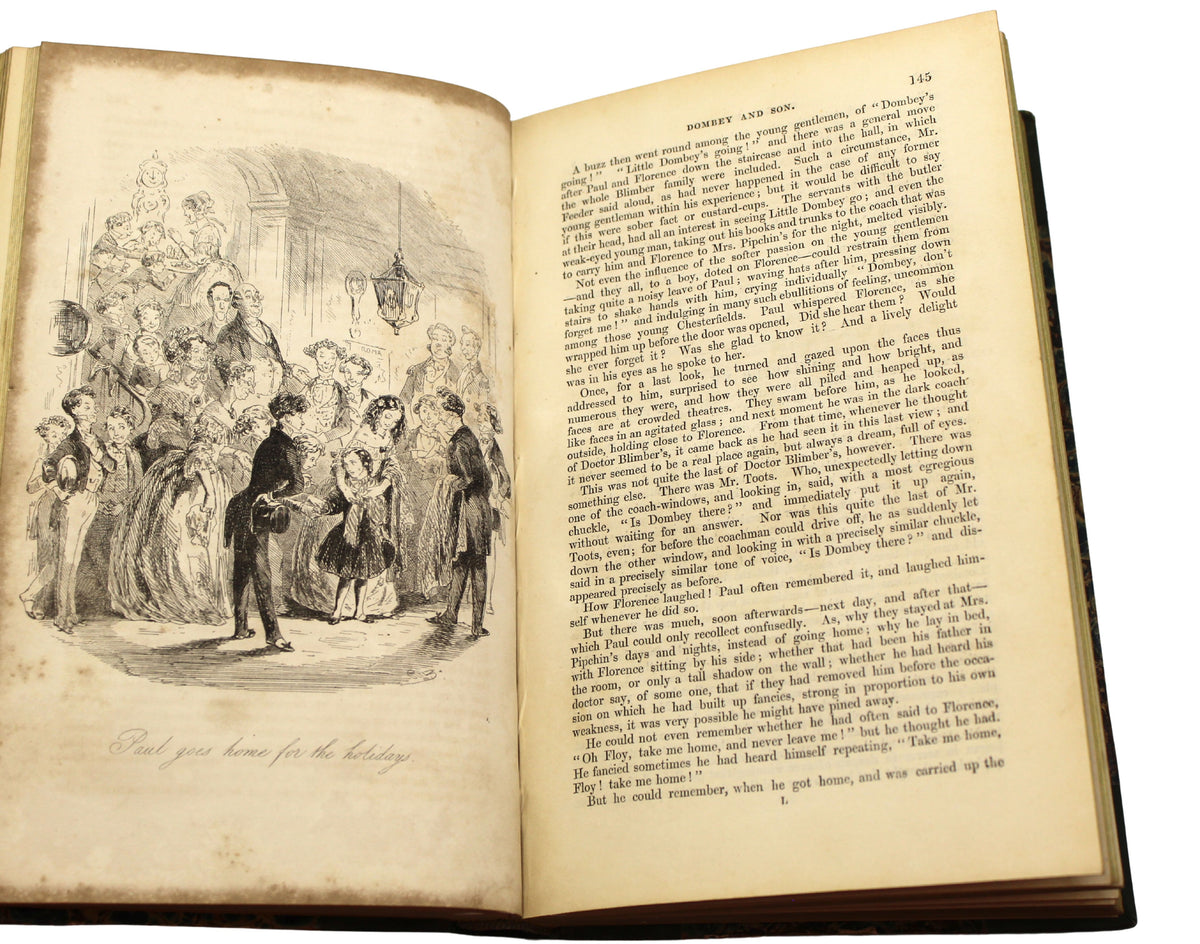 Dealings with the Firm of Dombey and Son by Charles Dickens, Illustrated by H. K. Browne, Early Printing in Two Volumes, 1848