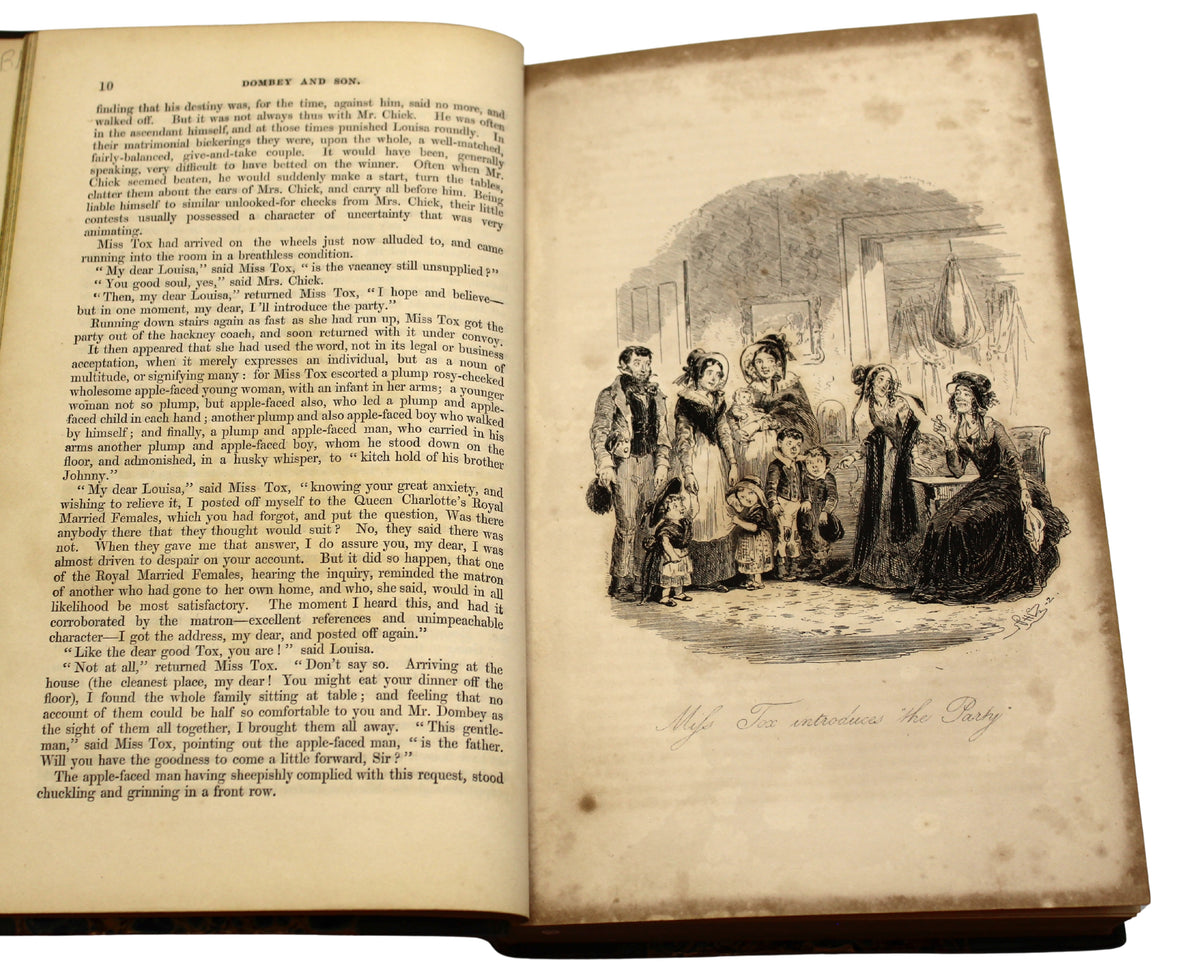 Dealings with the Firm of Dombey and Son by Charles Dickens, Illustrated by H. K. Browne, Early Printing in Two Volumes, 1848