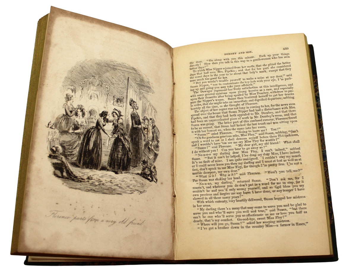 Dealings with the Firm of Dombey and Son by Charles Dickens, Illustrated by H. K. Browne, Early Printing in Two Volumes, 1848