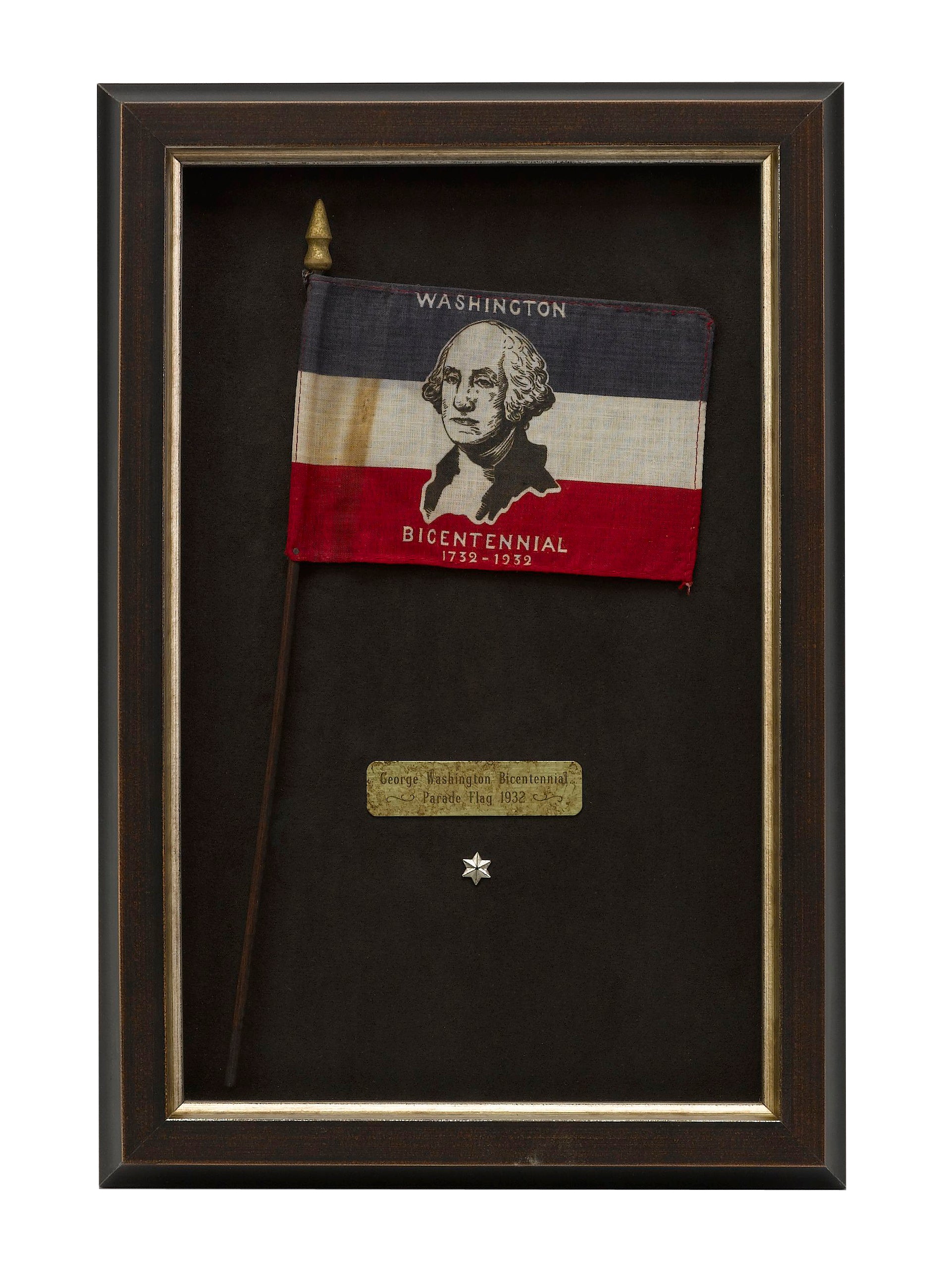 "Washington Bicentennial 1732-1932" Parade Flag, Printed Red, White, and Blue, circa 1930