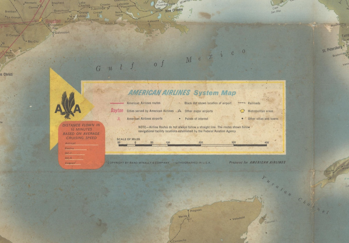 "American Airlines System Map" by Rand McNally & Co., circa 1962