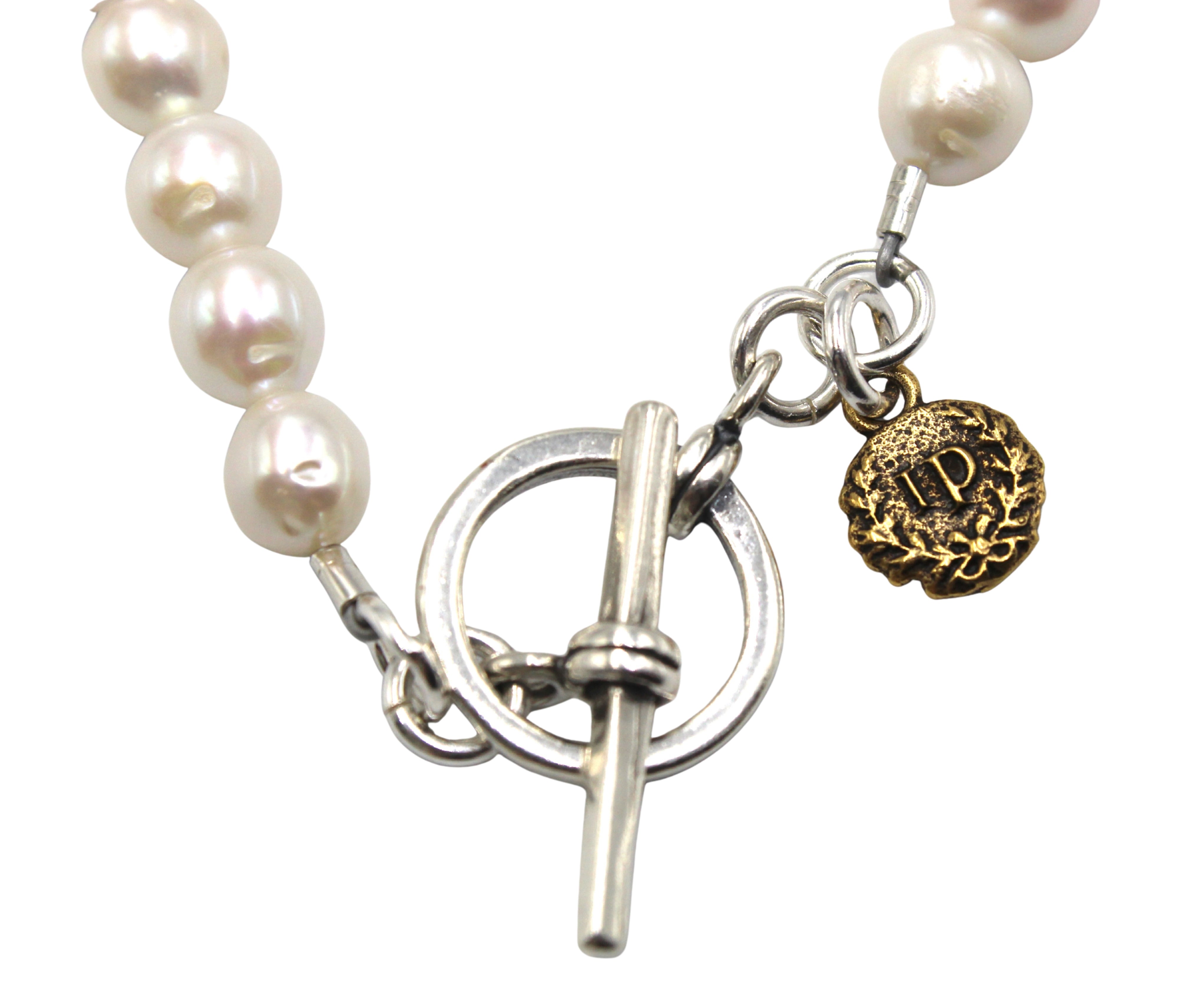 Antique Belgian "The Victory Angel" Bronze Medal on a Freshwater Pearl Necklace