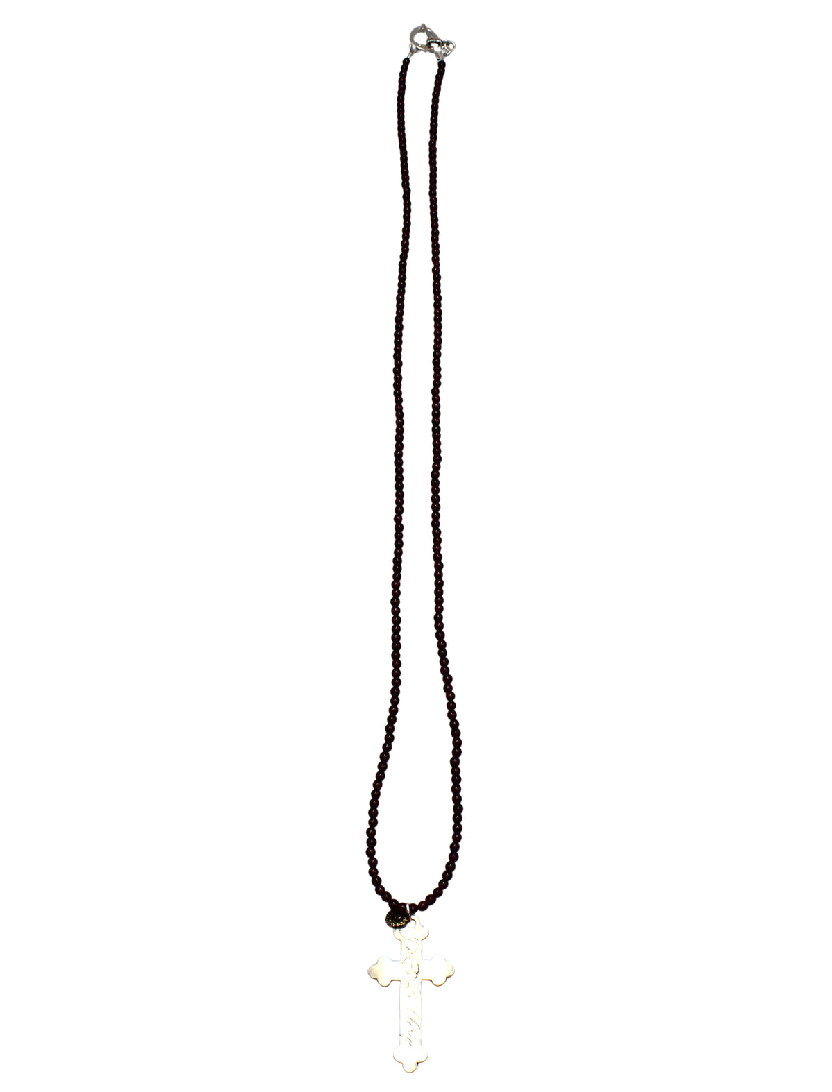 Antique Belgian Sterling Silver Nun’s Cross on a Garnet Necklace
