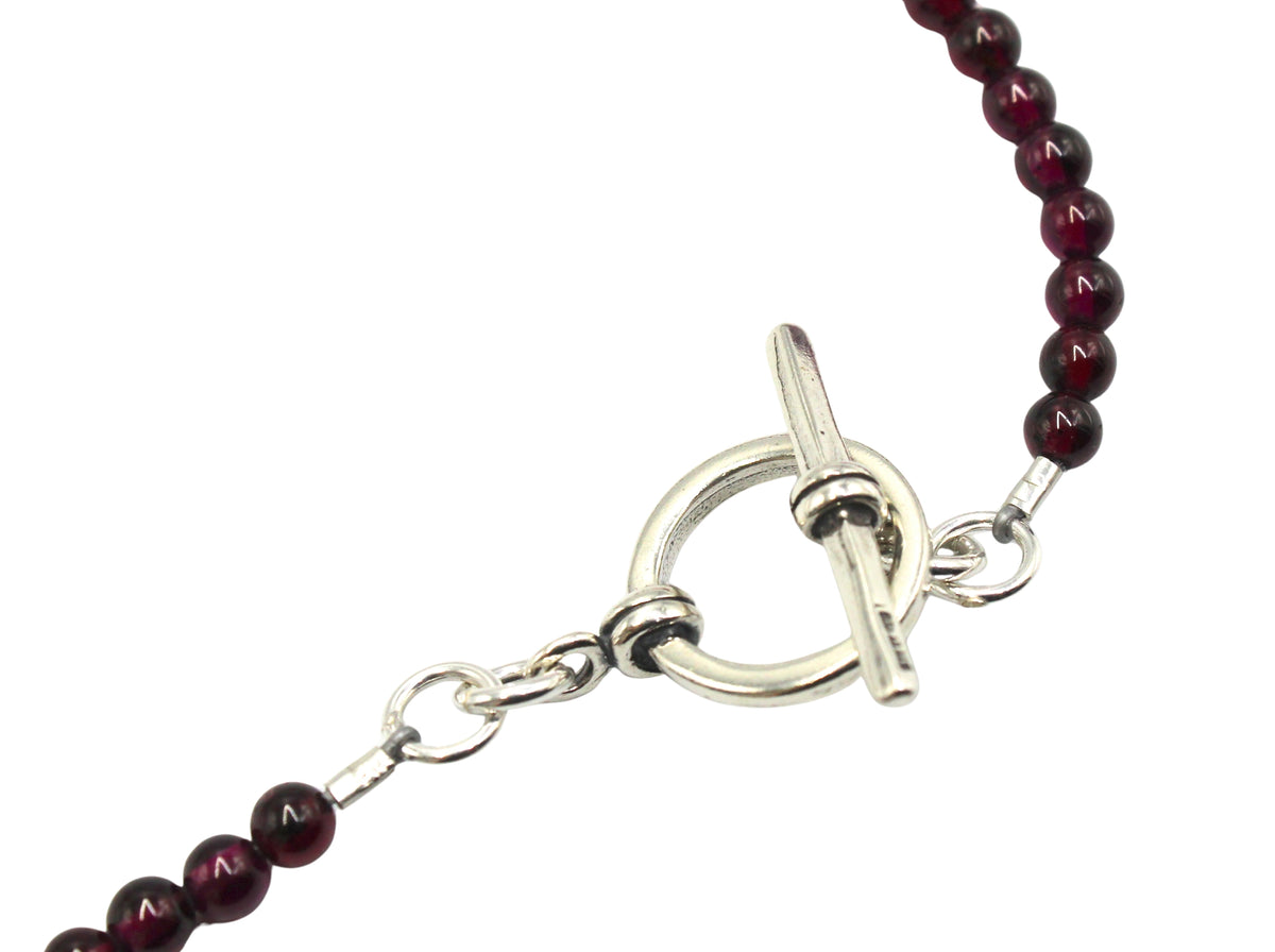 Antique Belgian Sterling Silver Nun’s Cross on a Garnet Necklace