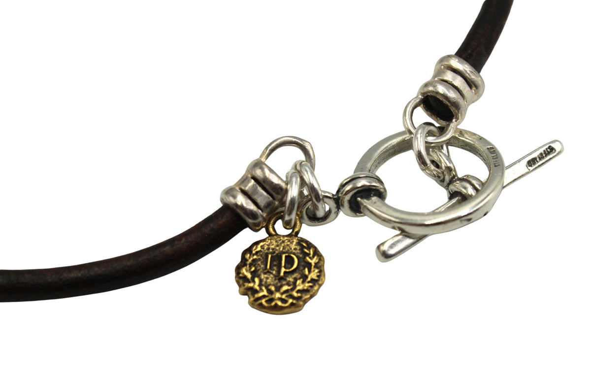 Antique Belgian Kennel Club Medal on a Knotted Leather Necklace