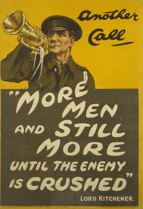 "Another Call. 'More Men and Still More Until the Enemy is Crushed'" Vintage British WWI Poster, Circa 1914