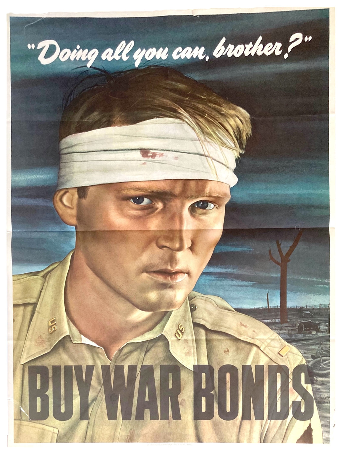 "Doing all you can, Brother? Buy War Bonds" Vintage WWII Poster, 1943