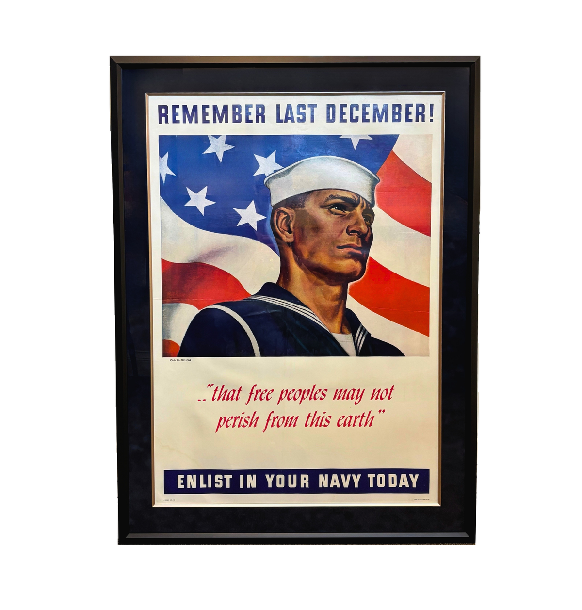 "Remember Last December. Enlist in Your Navy Today" Vintage WWII Poster