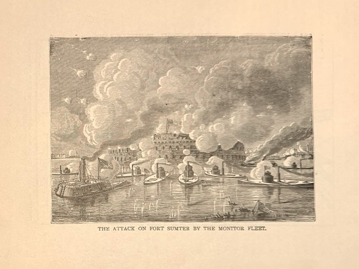 "The Attack on Fort Sumter by the Monitor Fleet." Engraved Civil War Battle Scene