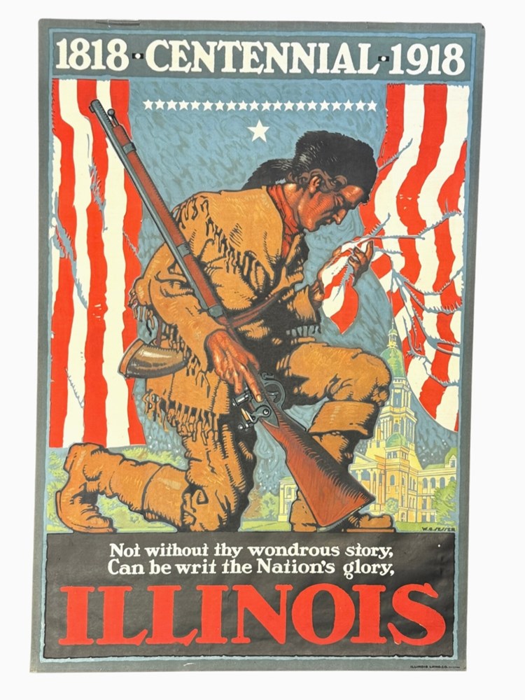"Illinois. 1818 Centennial 1918." Vintage Poster by Willy Sessler, 1918