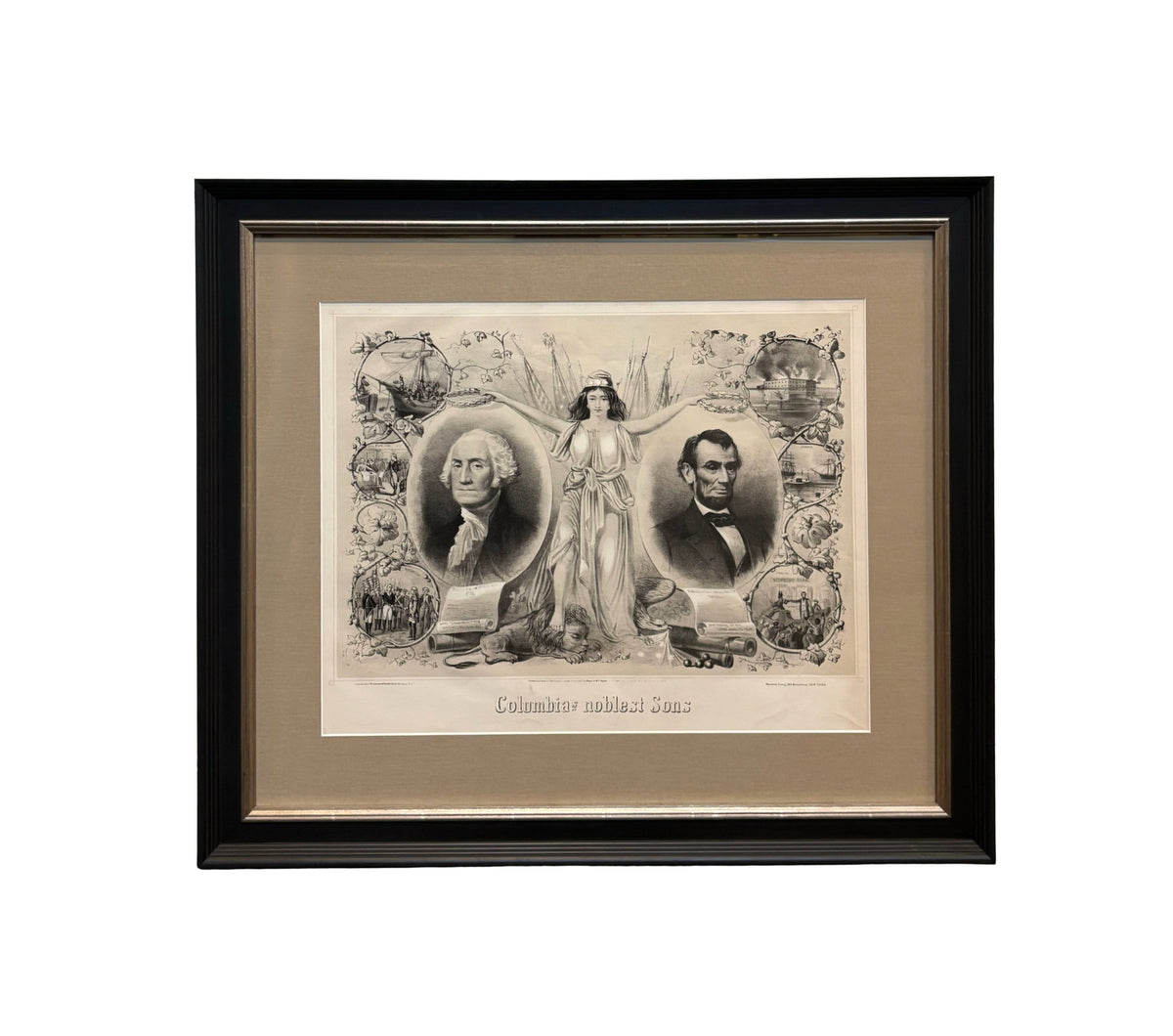 "Columbia's Noblest Sons" Lithograph by Henry and William Voight, 1865