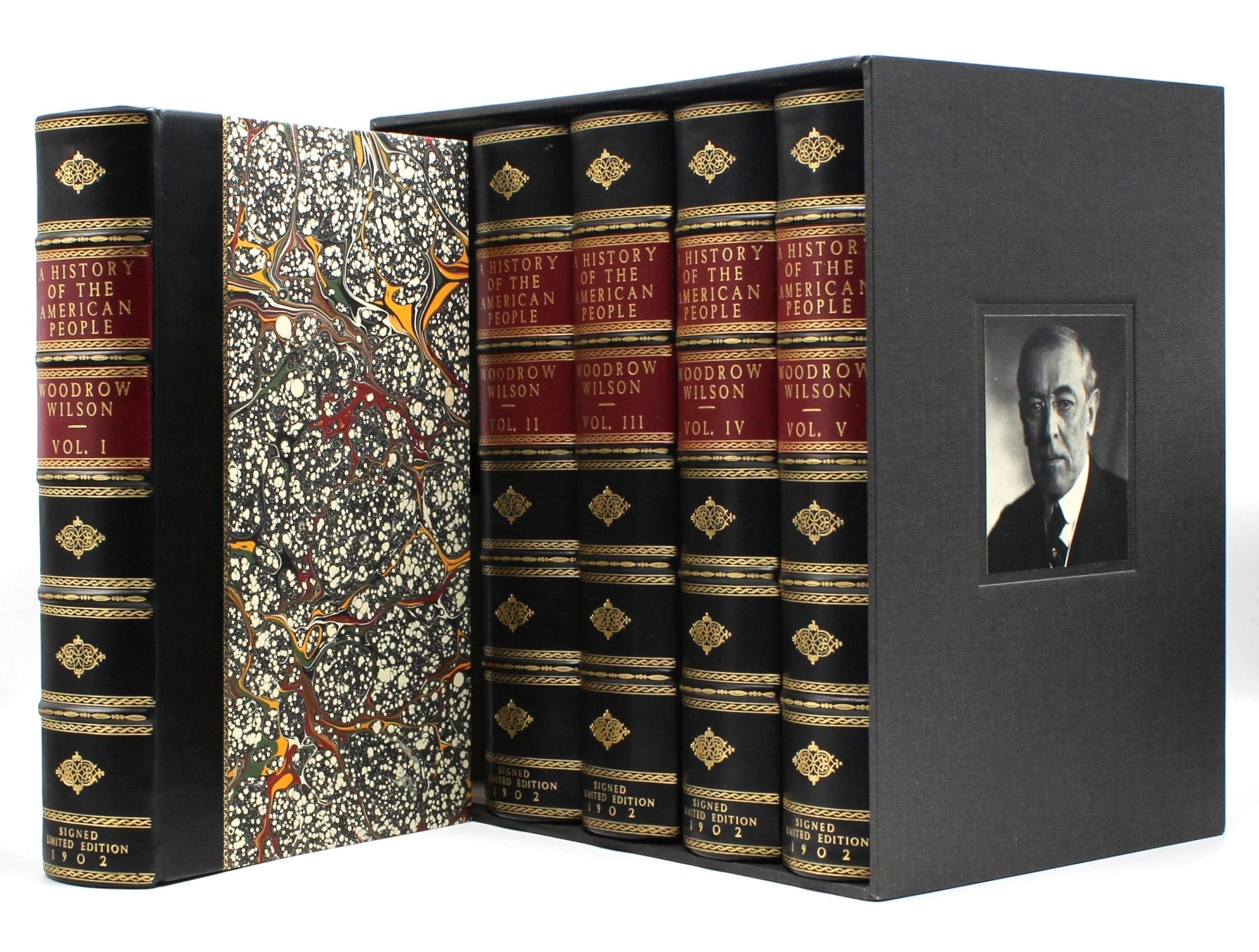 A History of the American People, Signed by Woodrow Wilson, Alumni Edition #29 of 350, Five Volume Set, 1902 - The Great Republic