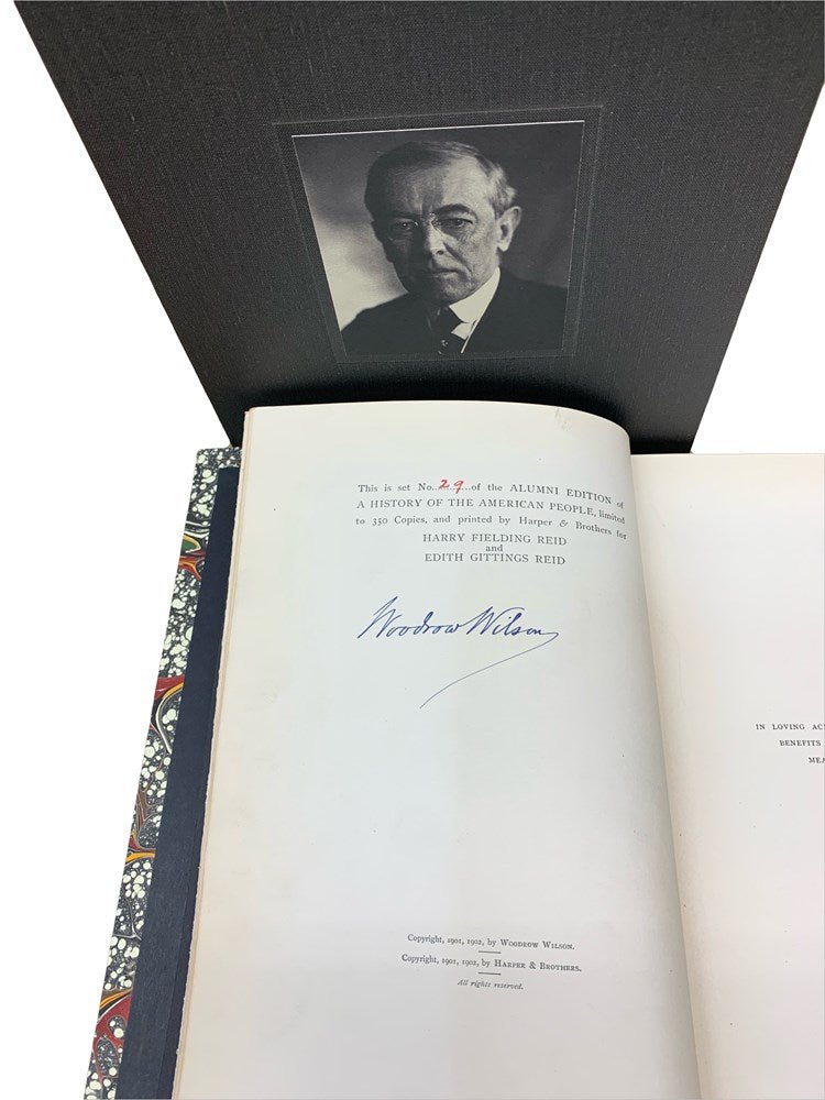 A History of the American People, Signed by Woodrow Wilson, Alumni Edition #29 of 350, Five Volume Set, 1902 - The Great Republic