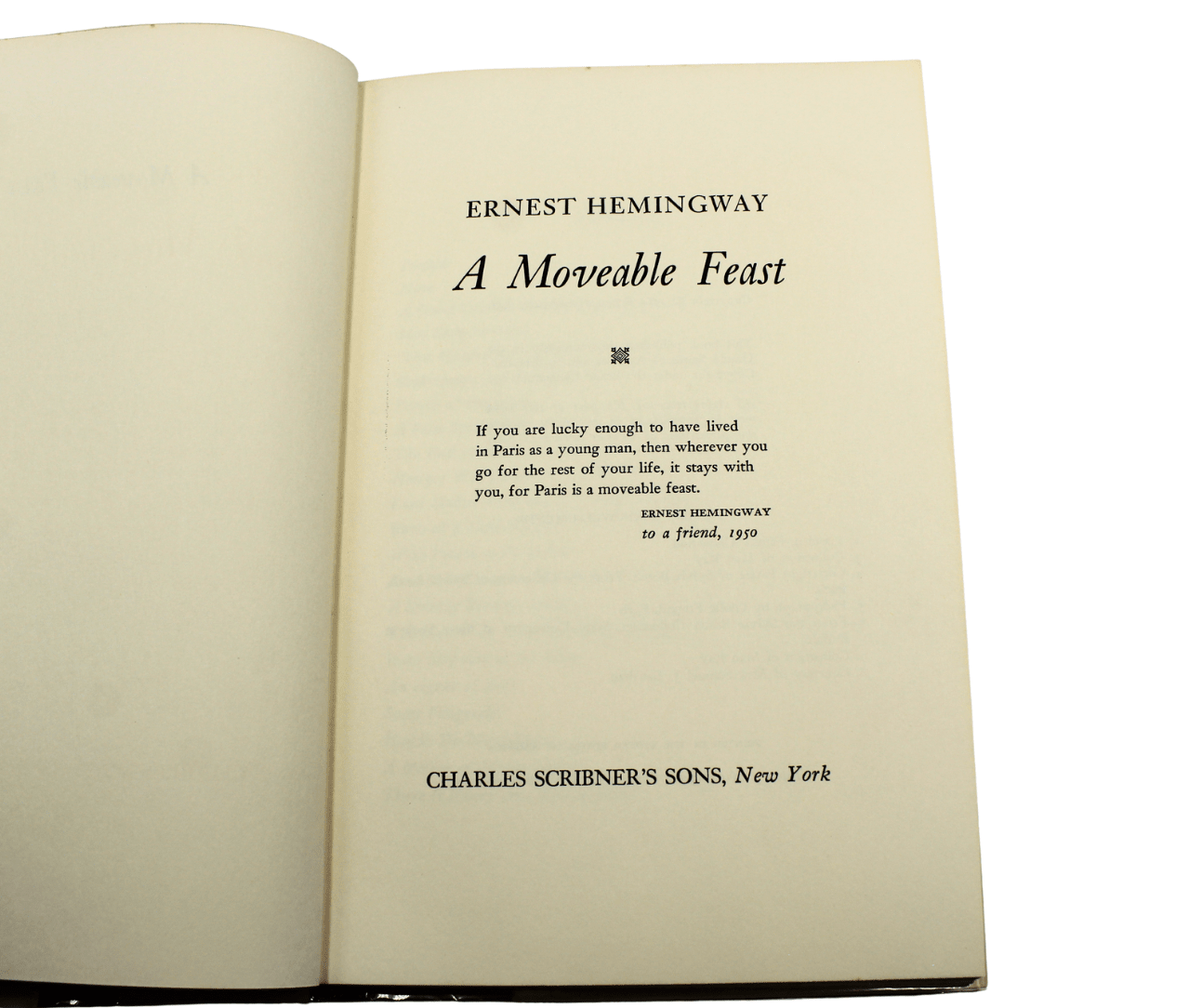 A Moveable Feast by Ernest Hemingway, First Edition, First Printing, 1964 - The Great Republic