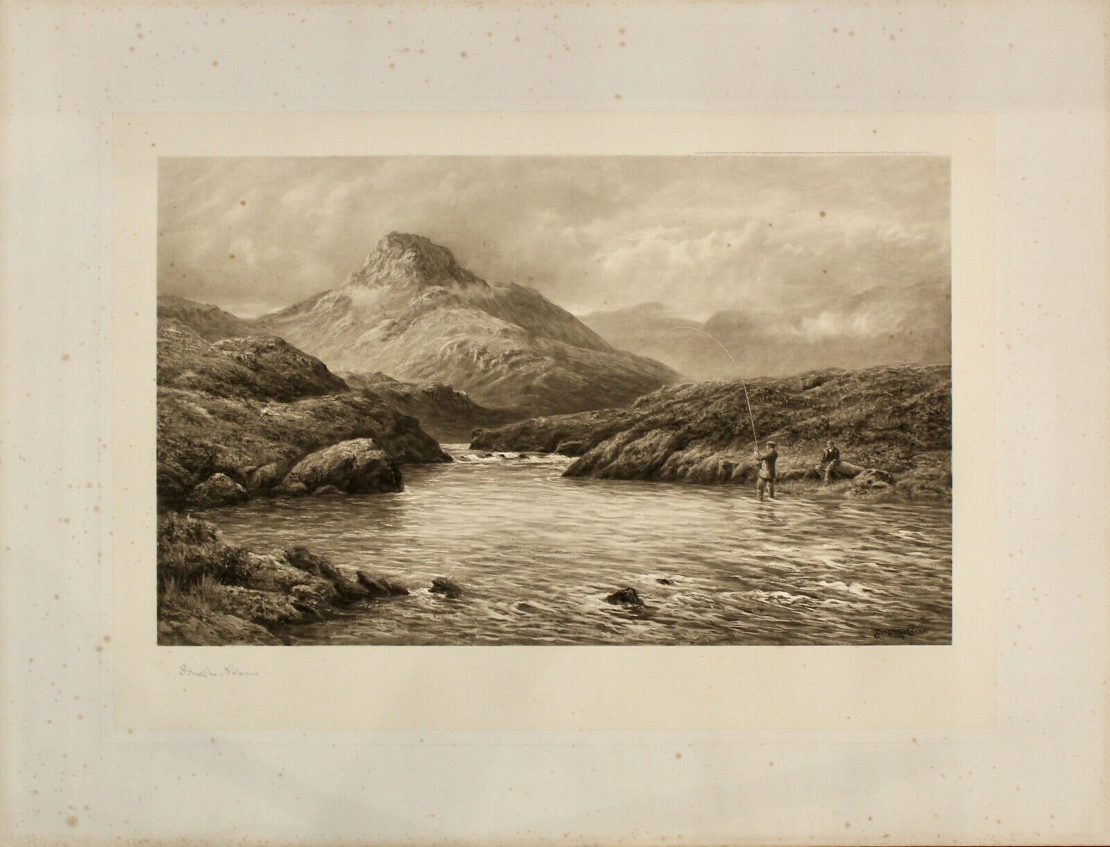 "A Tight Line," Signed by Douglas Adams, Fishing Print, 1903 - The Great Republic