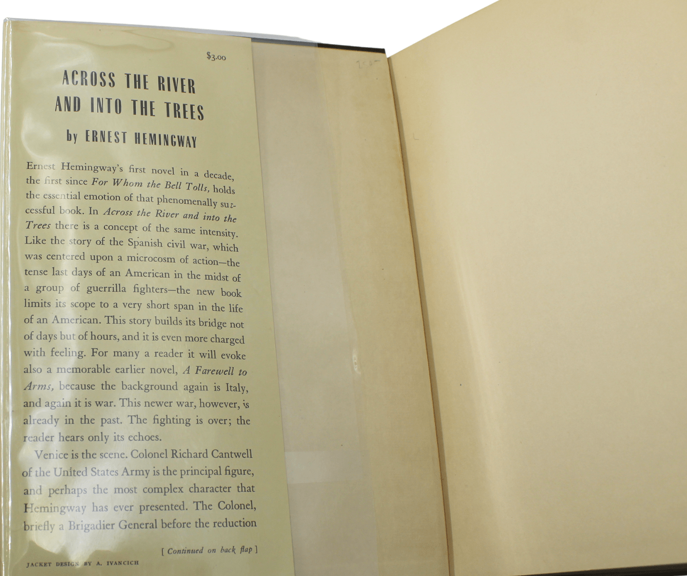 Across the River and Into the Trees by Ernest Hemingway, First Edition, First Printing, in Second Issue Dust Jacket, 1950 - The Great Republic