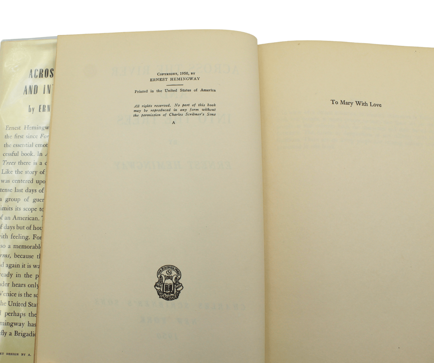 Across the River and Into the Trees by Ernest Hemingway, First Edition, First Printing, in Second Issue Dust Jacket, 1950 - The Great Republic