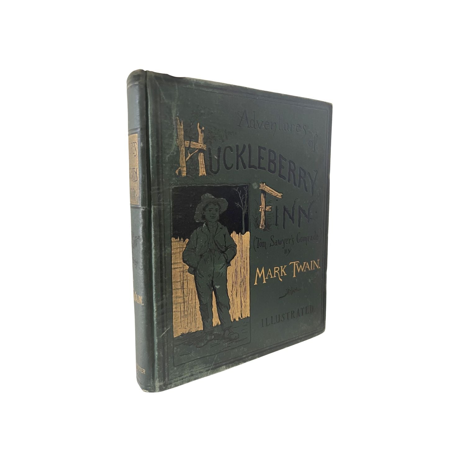 Adventures of Huckleberry Finn by Mark Twain, First American Edition, Later State, in Green Cloth, 1885 - The Great Republic