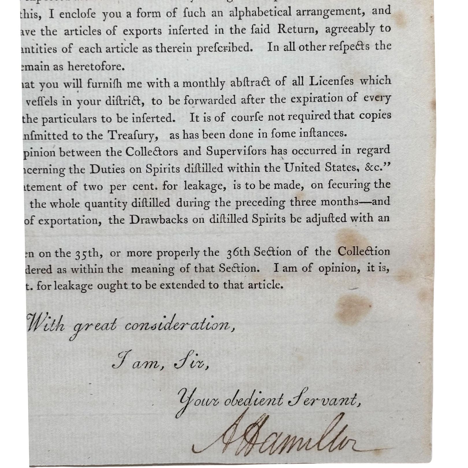 Alexander Hamilton Signed Letter, Dated August 27, 1792 - The Great Republic