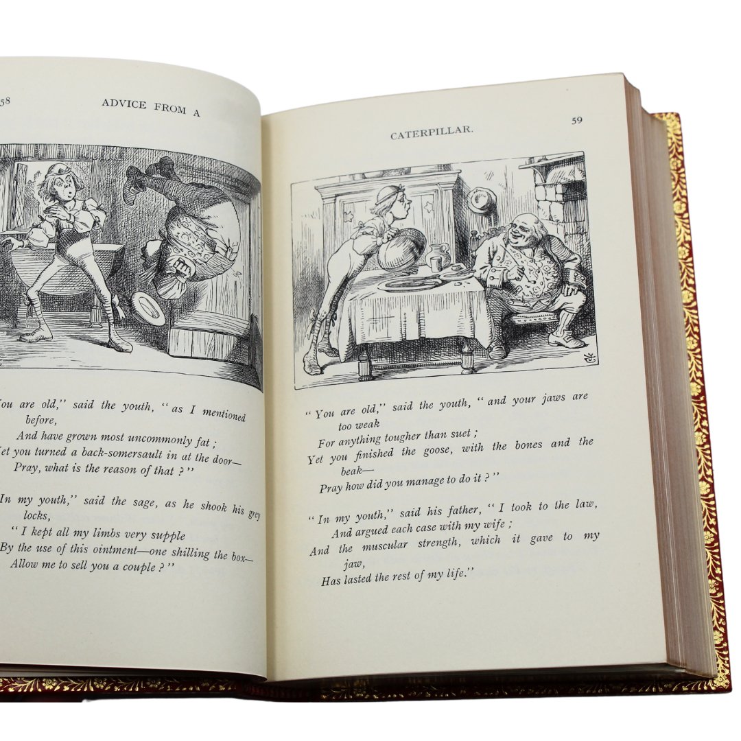 Alice's Adventures in Wonderland and Through the Looking Glass by Lewis Carroll, Illustrated by John Tenniel, Bound in One Volume by Bayntun, 1959, 1955 - The Great Republic