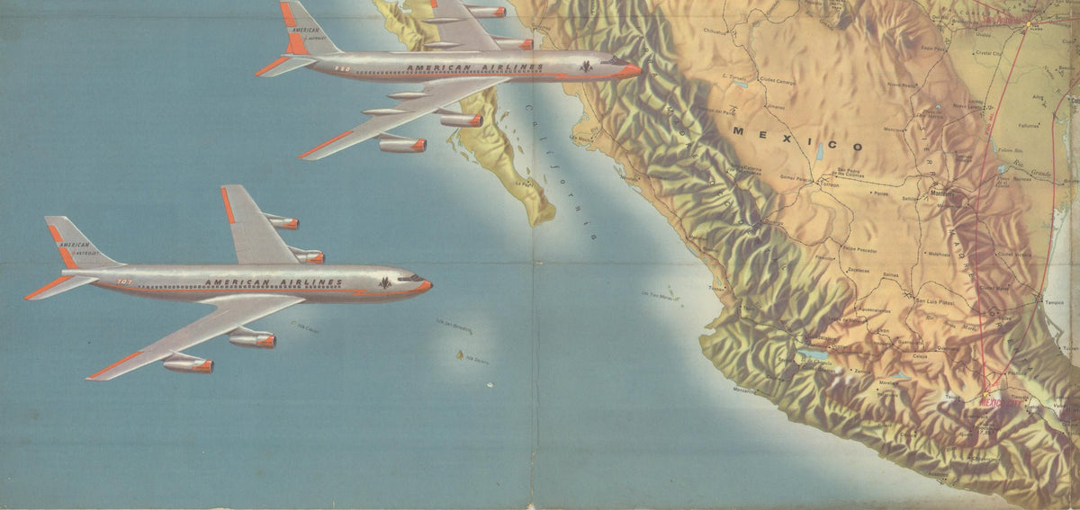 "American Airlines System Map" by Rand McNally & Co., circa 1962 - The Great Republic