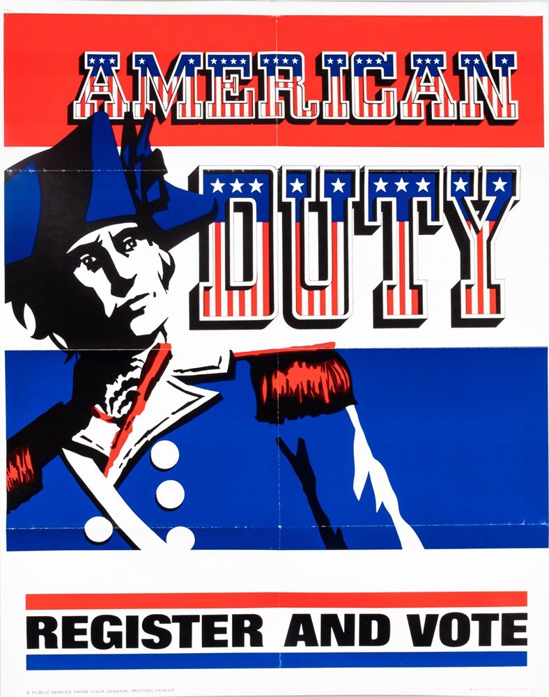 "American Duty. Register and Vote" Vintage General Motors Poster, circa 1950s - The Great Republic
