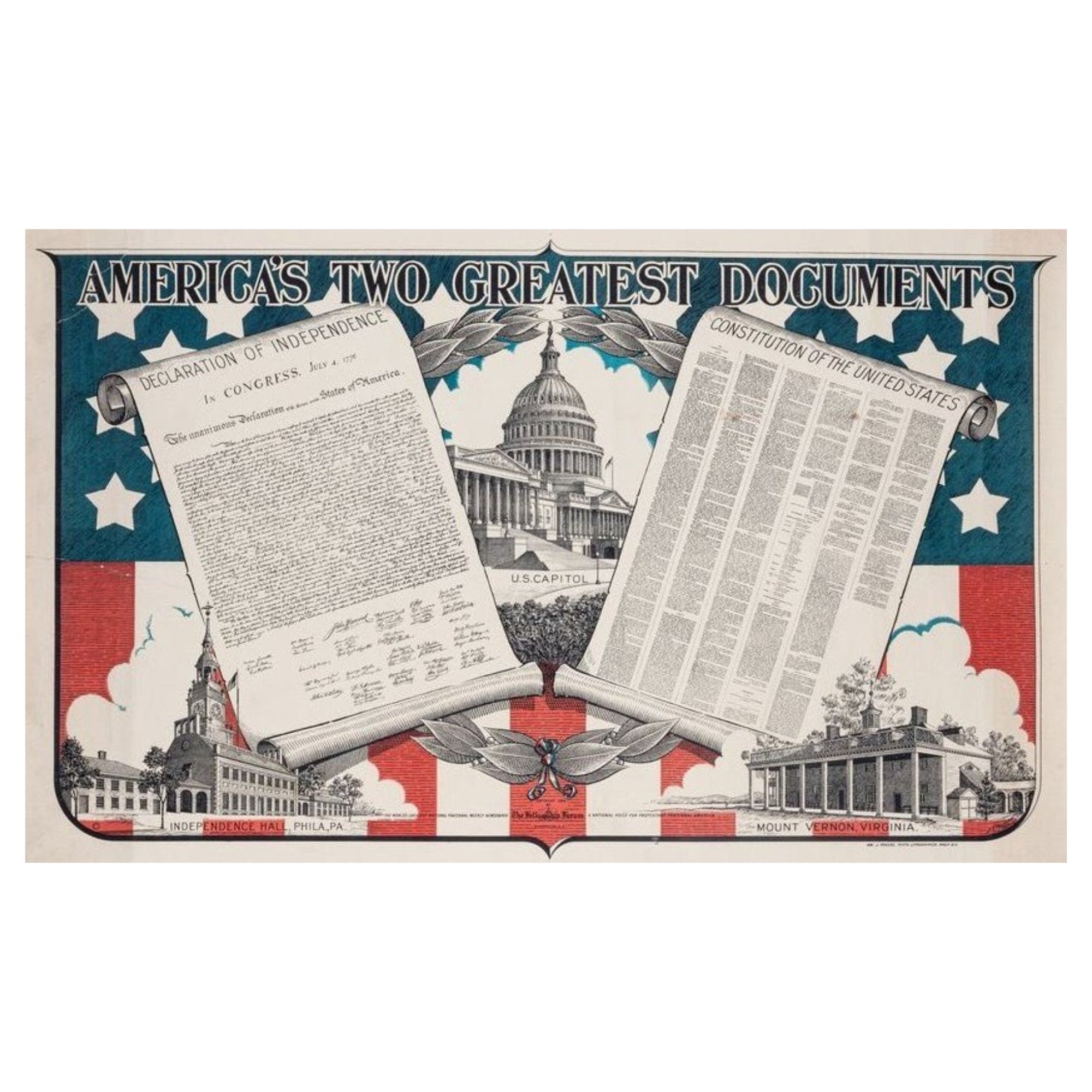 "America's Two Greatest Documents" Vintage Poster by L. P. Meissner, 1924 - The Great Republic