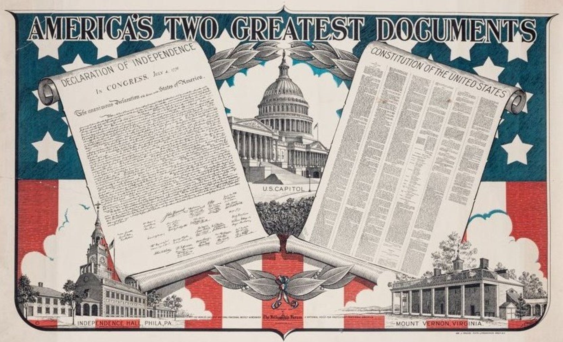 "America's Two Greatest Documents" Vintage Poster by L. P. Meissner, 1924 - The Great Republic