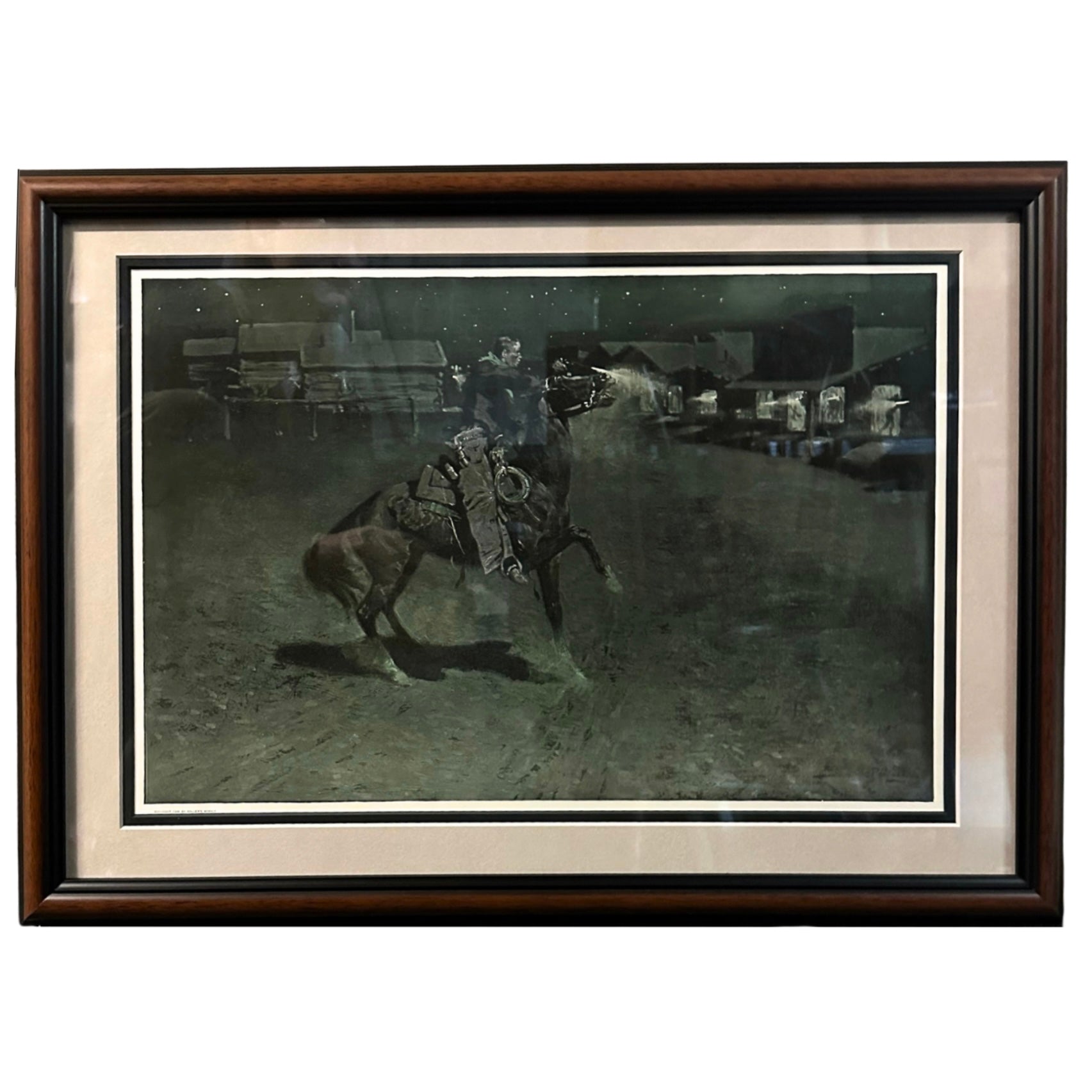 "An Argument with the Town Marshal" By Frederic Remington, Color Relief Half - Tone, Circa 1906 - The Great Republic
