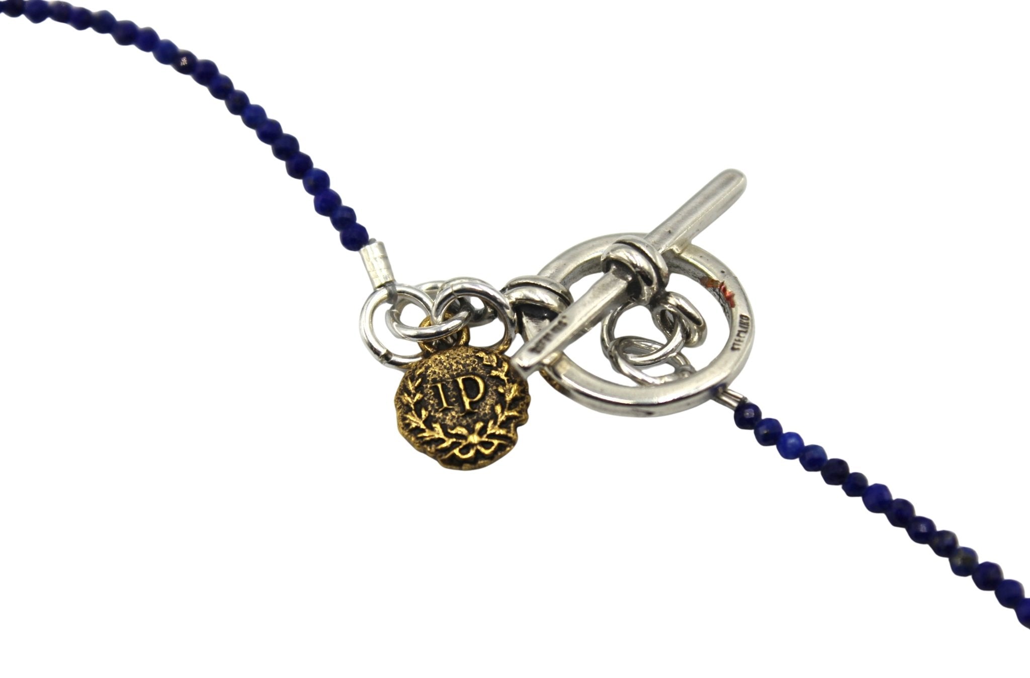 Antique Belgian Enameled Medal of Saint Hubert on Faceted Blue Lapis Necklace - The Great Republic