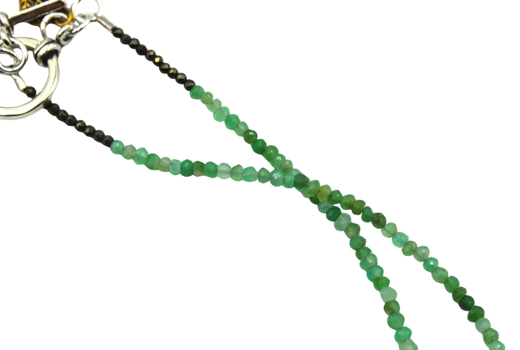 Antique French Music, Arts, and Industry Medal and Blue Enameled Cross on Faceted Emerald and Pyrite Necklace - The Great Republic