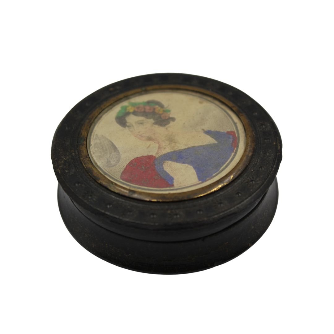 Antique Gutta Percha Snuff Box with Portrait of a Lady, Late 19th Century - The Great Republic