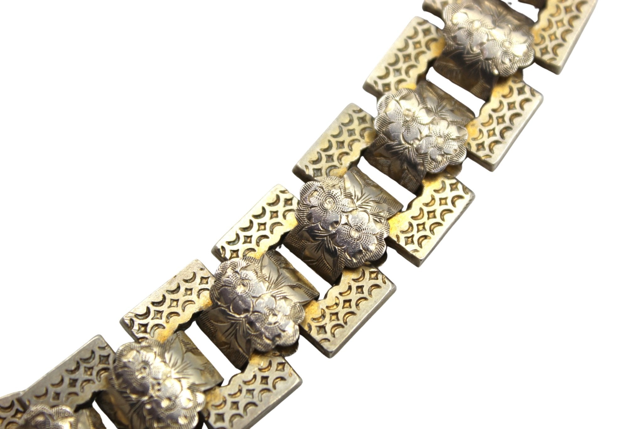 Antique Sterling Silver and Gold Vermeil Victorian Collar Necklace - The Great Republic