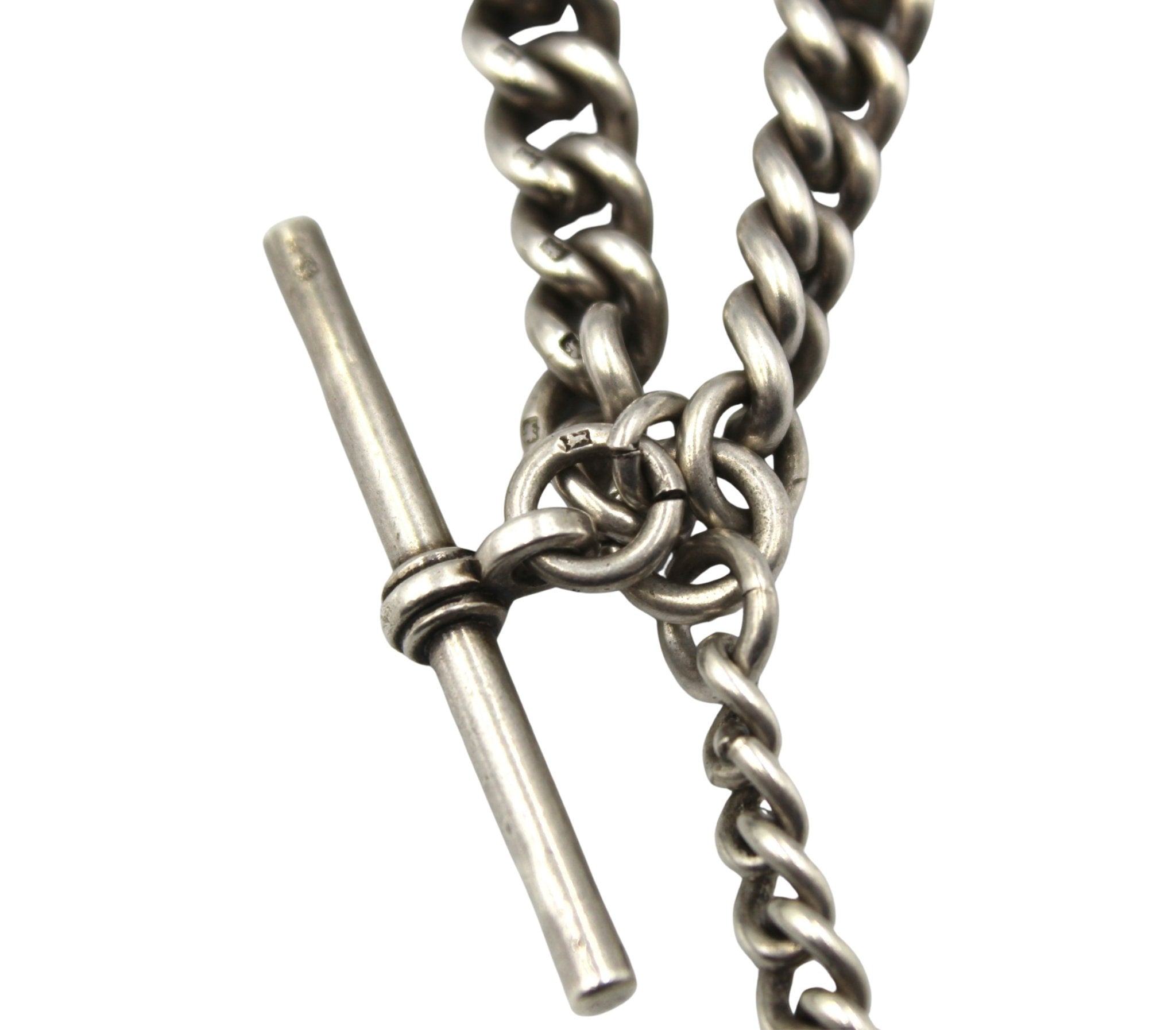 Antique Sterling Silver and Rose Gold FOB on Gentleman’s Pocket Watch Chain Necklace - The Great Republic
