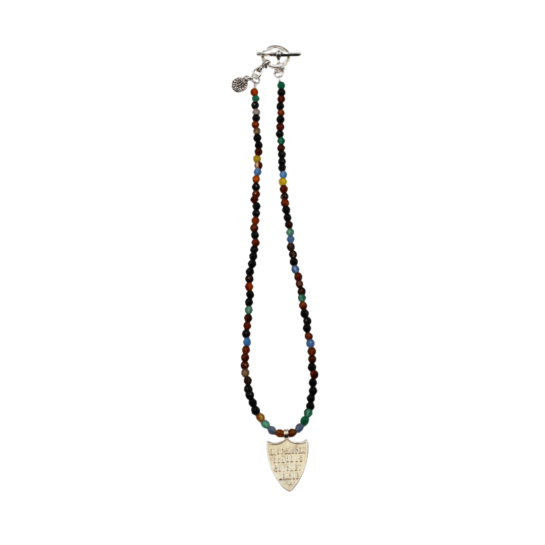 Antique Sterling Silver East Sussex Schools Cricket League Medal on Faceted Multi Stone Necklace - The Great Republic