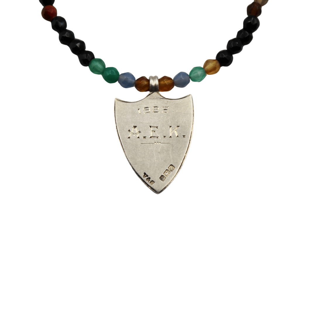 Antique Sterling Silver East Sussex Schools Cricket League Medal on Faceted Multi Stone Necklace - The Great Republic