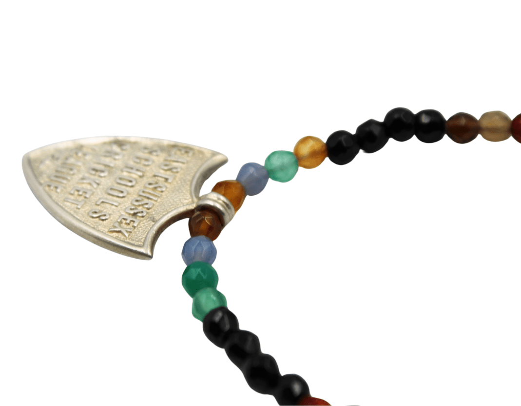 Antique Sterling Silver East Sussex Schools Cricket League Medal on Faceted Multi Stone Necklace - The Great Republic