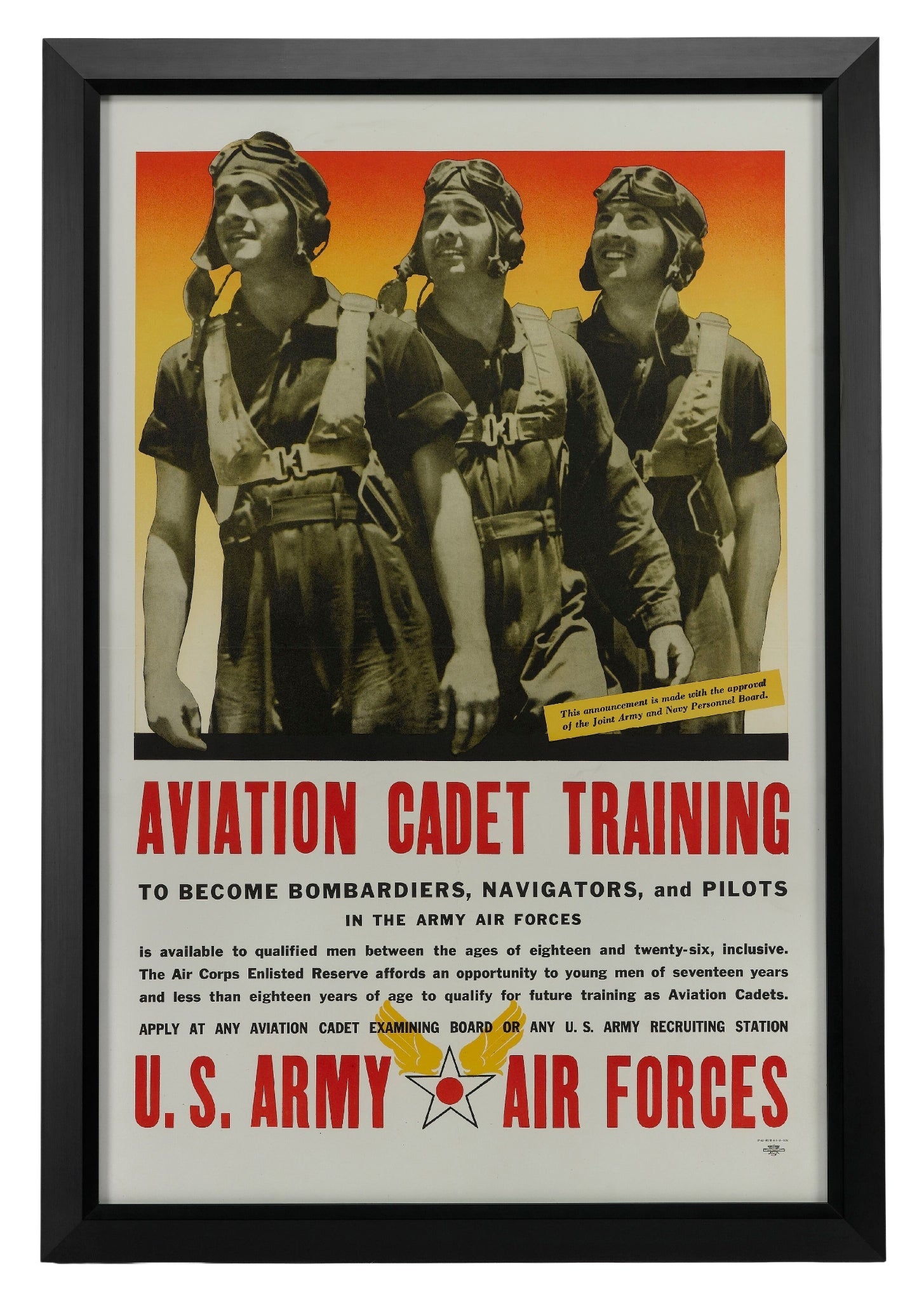 "Aviation Cadet Training, U.S. Army Air Force" Vintage WWII Recruitment Poster, 1943 - The Great Republic