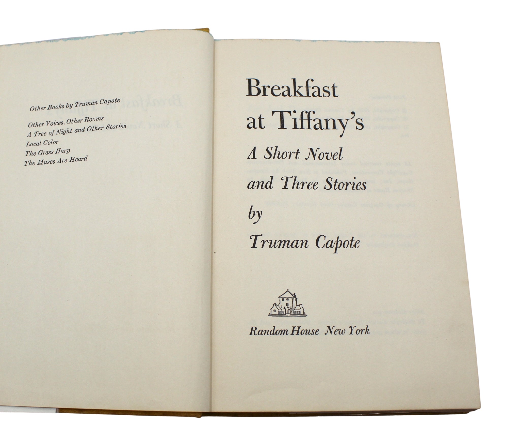 Breakfast at Tiffany's: A Short Novel and Three Stories, Signed by Truman Capote, First Edition, First Printing, in First Issue Dust Jacket, 1958 - The Great Republic