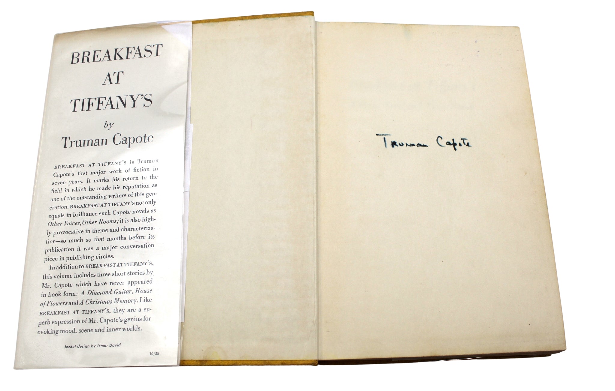 Breakfast at Tiffany's: A Short Novel and Three Stories, Signed by Truman Capote, First Edition, First Printing, in First Issue Dust Jacket, 1958 - The Great Republic