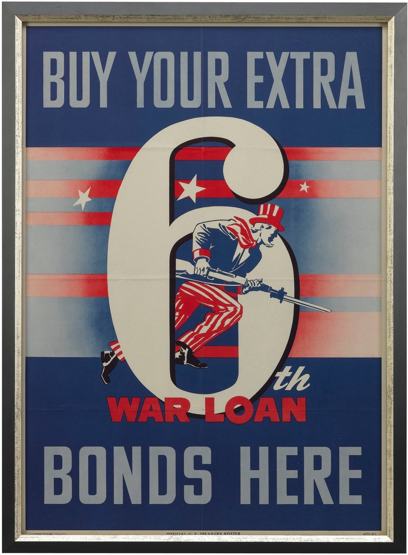 "Buy Your Extra 6th War Loan Bonds Here" Vintage WWII Poster, 1944 - The Great Republic
