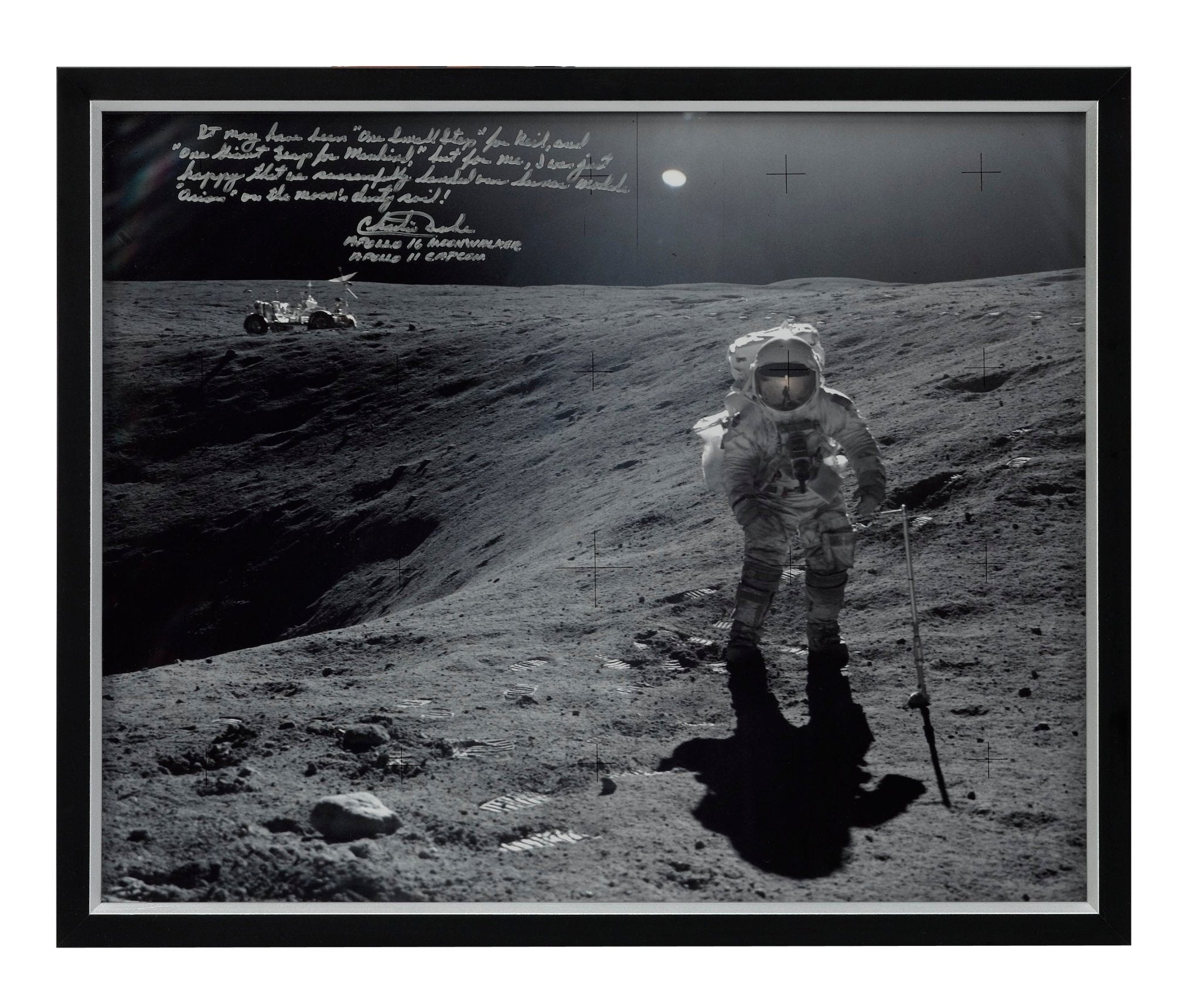 Charlie Duke Signed Photograph of Apollo 16 Moonwalk - The Great Republic
