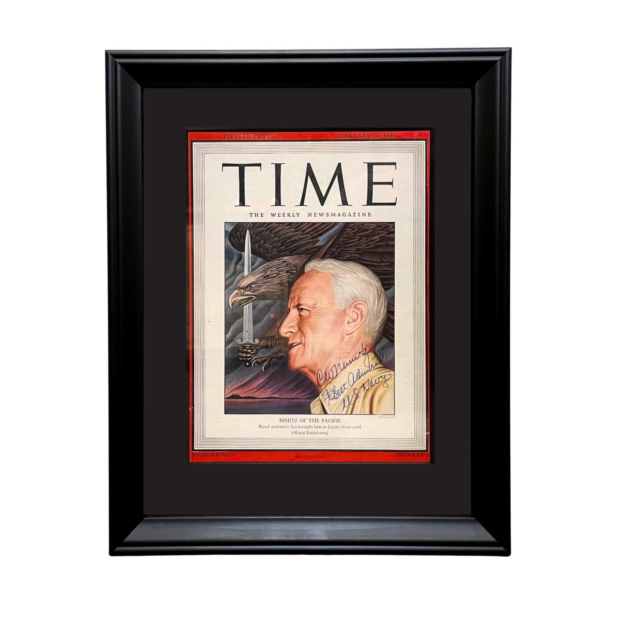 Chester W. Nimitz Signed Time Magazine Cover, Dated February 26, 1945 - The Great Republic